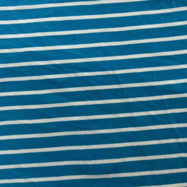 Picture of STRIPES COTTON SPANDEX JERSEY - TURQ WHITE - KNIT FABRIC - ARDEE1566