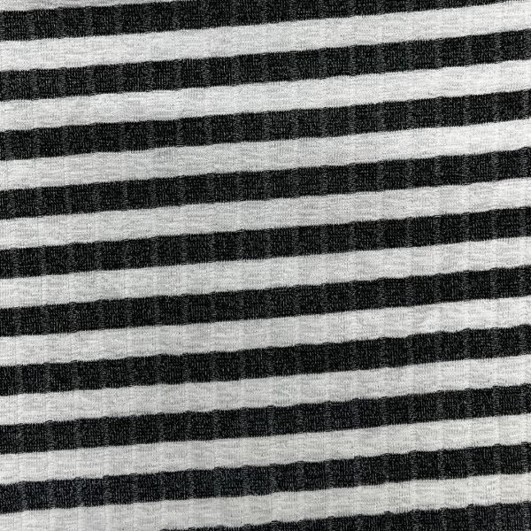 Picture of STRIPE SLUB DROP NEEDLE SPANDEX RIB - MIX BLACK OFF-WHITE - KNIT FABRIC - ARDEE1793