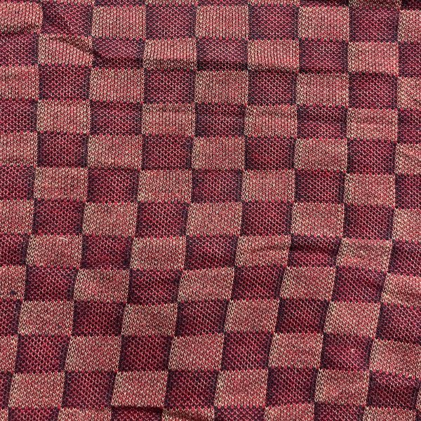 Picture of CHECK DESIGN JACQUARD JERSEY - DARK MAROON RED TAN - KNIT FABRIC - ARDEE2592